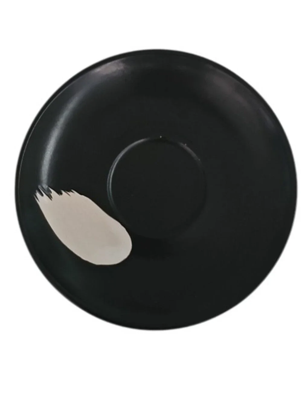 Hand Painted Black Espresso Cup Saucer Set 2 Modern Artisan Pottery Demitasse